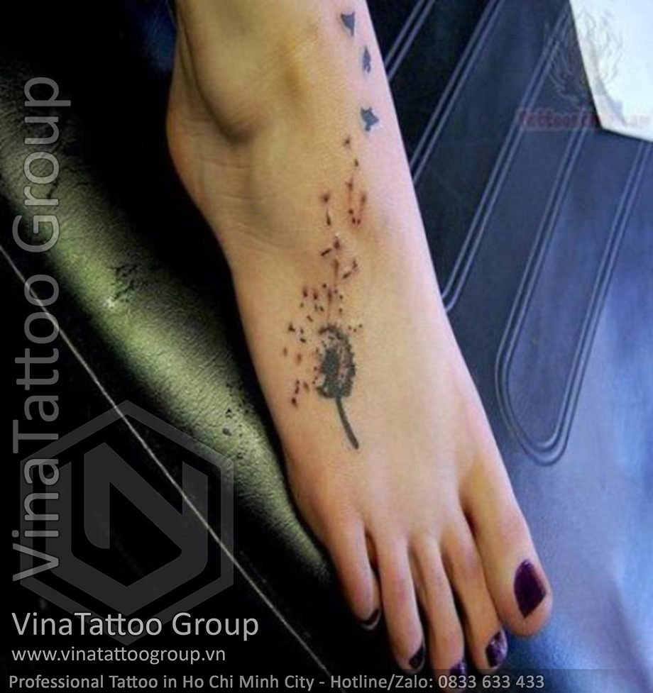 Dandelion foot tattoo